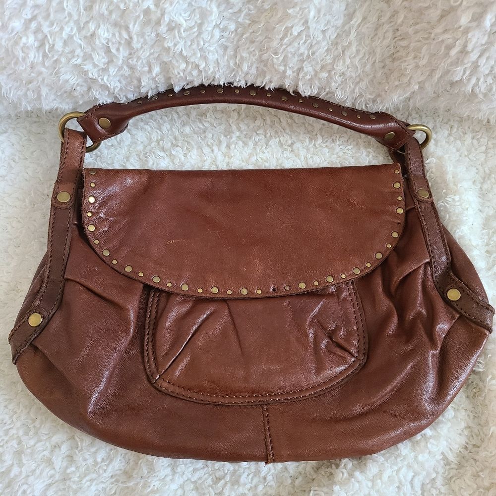 Lucky Brand Butter Soft Brown Studded Leather Bag